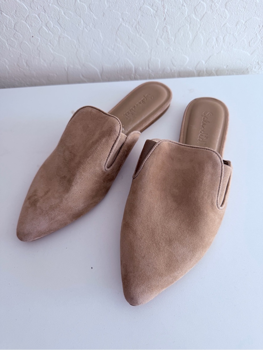 Splendid Tan Suede Pointed Toe Mule Flats Slides Size 10